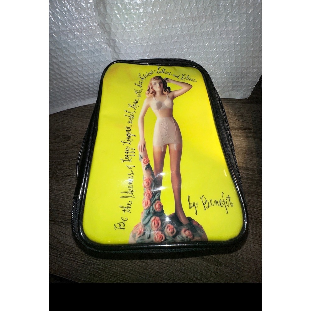 Benefit Cosmetics Vintage Pinup Lana Leggy Lingerie Makeup Bag Vanity Case large